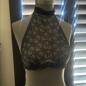Elegant Black Lace Halter Top